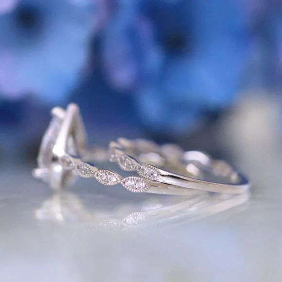 NEW Silver Luxury Bridal Set of Rings - Picture 3 of 3